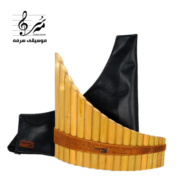 پن فلوت ۱۸ لوله بامبو کمربنددار با کاور مشکی